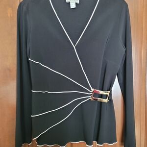 Joseph Ribkoff Black Top with White Accents